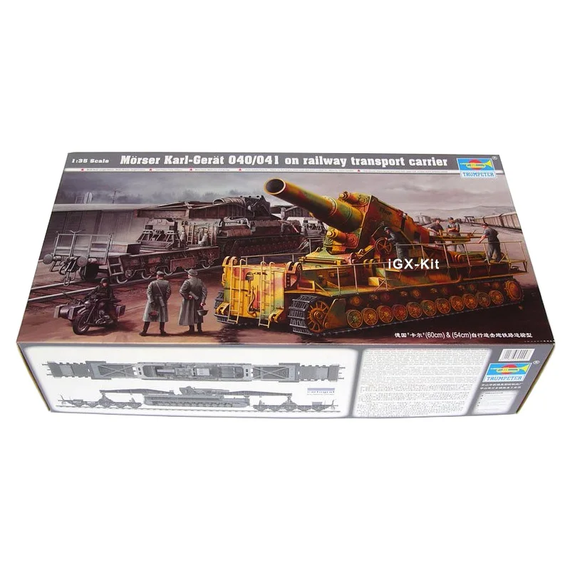 

Trumpeter 00209 1/35, Морсер Карл Герат 040/041 на железнодорожном транспортном контейнере, военная игрушка, пластиковая сборка, набор моделей для строительства