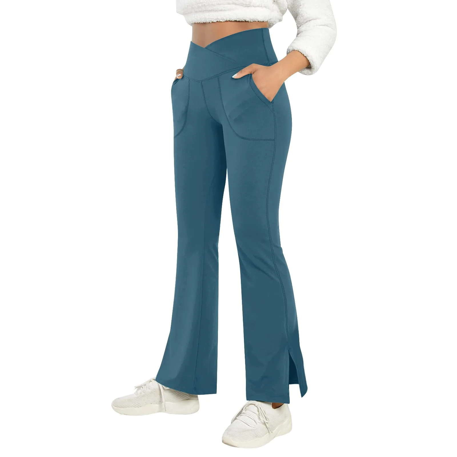 Брюки женские для занятий йогой и фитнесом спортивные штаны с широкой