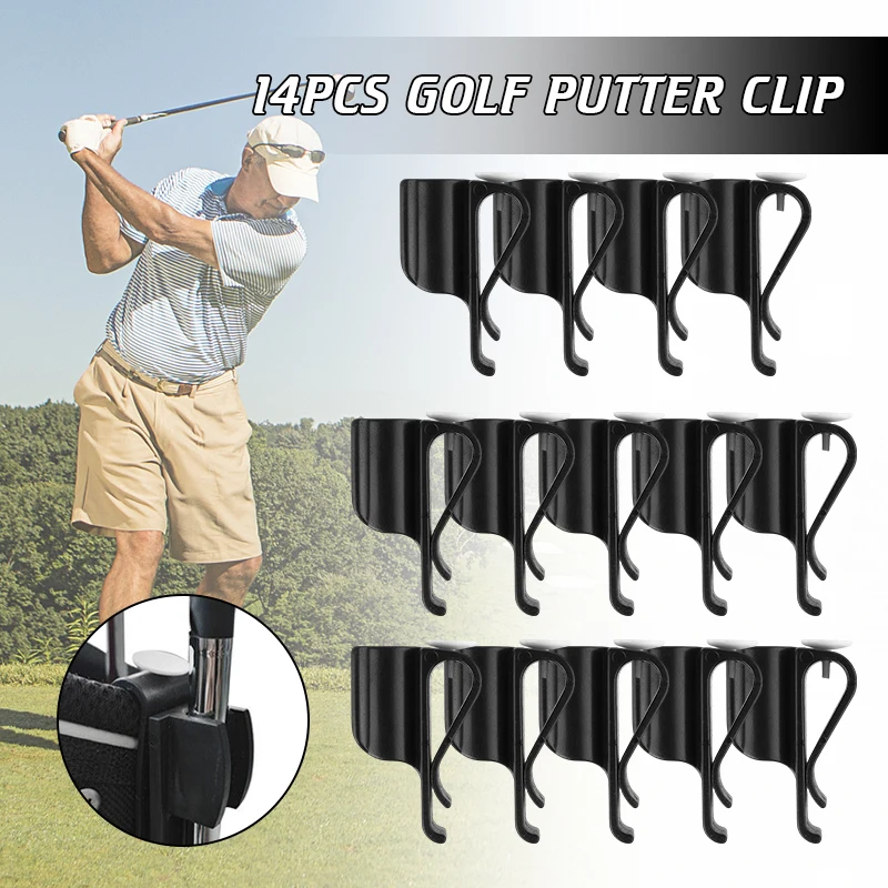 14Pcs Golf Bag Clip Putter Clamp Holder Putting Club Ball Marker Organizer Durable Black Golf Accessories Golf Supplies