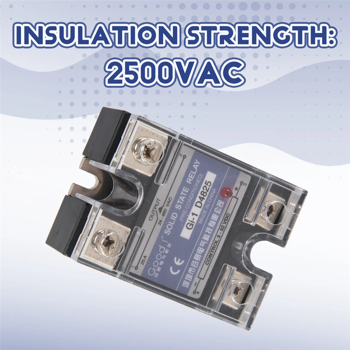 Однофазное твердотельное реле SSR 25A 3-32 В постоянного тока до 24-480 переменного