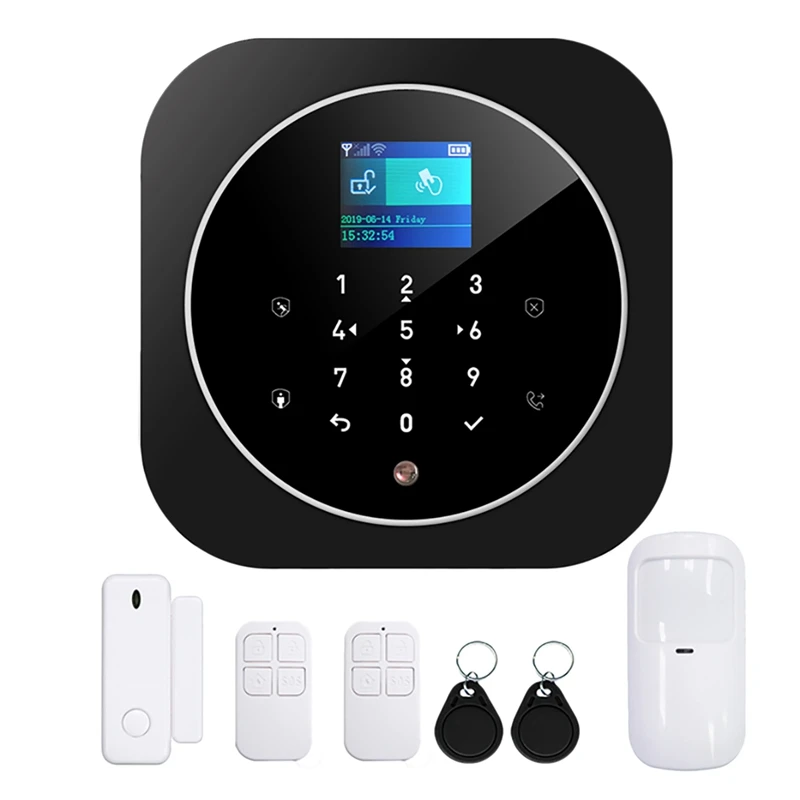 ZX-G12 GSM+WIFI Wireless Alarm Wifi Dual Network Tuya APP Smart Home GSM Anti-Theft Alarm Support SIM Card Black EU Plug