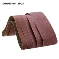 5pcs Aluminum Oxide Sanding Belts 100*915mm 120 Grit Reddish Brown Sandpaper Grind Leather Rubber Metal Wood Polishing Tools
