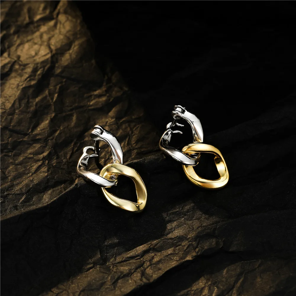 Chain Color Earrings Niche Design Light Luxury Trendy Personality Stud Earrings Classic Luxury Earrings for Women