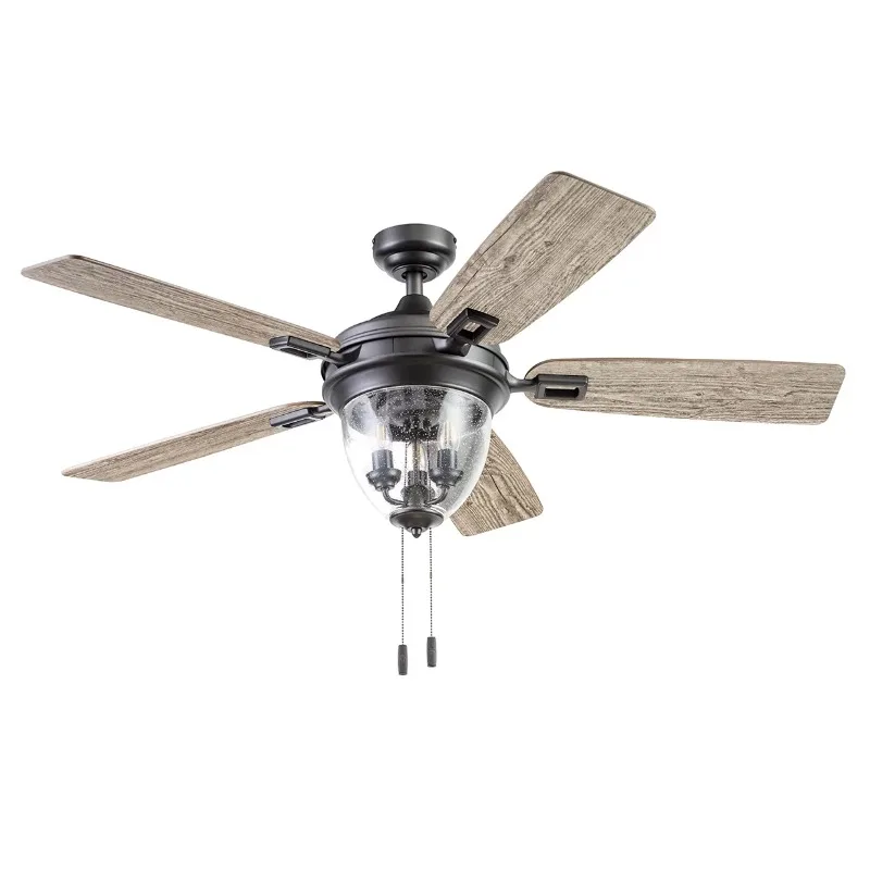 

Honeywell Glencrest 52" Iron Indoor/Outdoor Ceiling Fan with 5 Blades, Light Kit, Pull Chains & Reverse Airflow