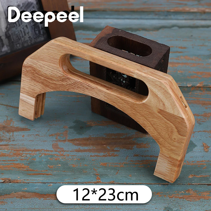 1Pc 23-28cm New Solid Wood Bags Handle DIY Handmade Screw Kiss Clasp Wooden Handls Purse Frame Handbag Sewing Brackets Accessory