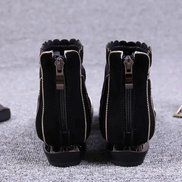 Mesh breathable women boots spring summer zip stipe Fashion flat sandals women's boots pointed women's shoes 2023 botas mujer