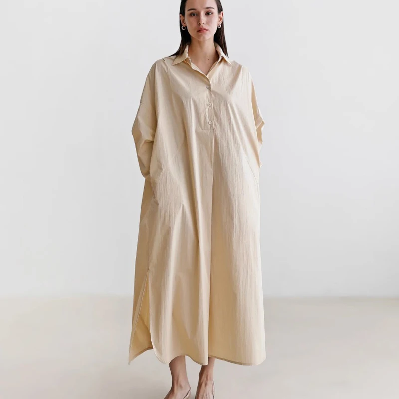 Женское платье-рубашка с длинным рукавом Johnature повседневное свободное в