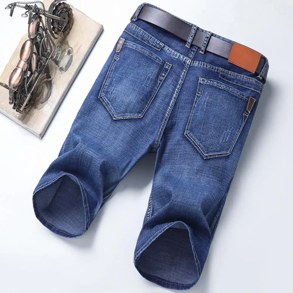 

Cool Trendy Multi Pockets Button Short Jeans Male Men Short Jeans Mid Waist for Party