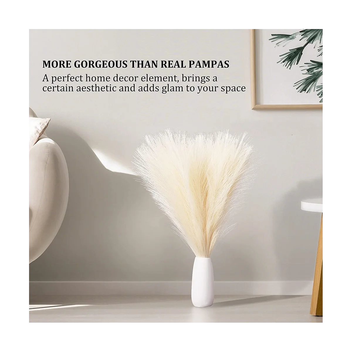 

Искусственная пампасная трава, 18 дюймов/45 см, искусственная пампасная трава, пушистая 5 стеблей, помпоновая трава, Цветочная композиция для дома в стиле бохо (серый)