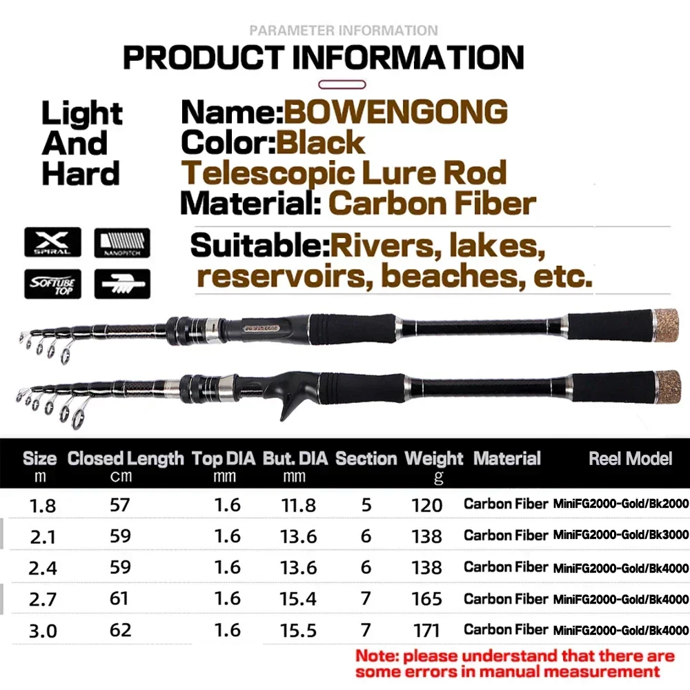 Портативная телескопическая удочка 1 8-3 0 м с катушкой для спиннинга серии 2000-4000