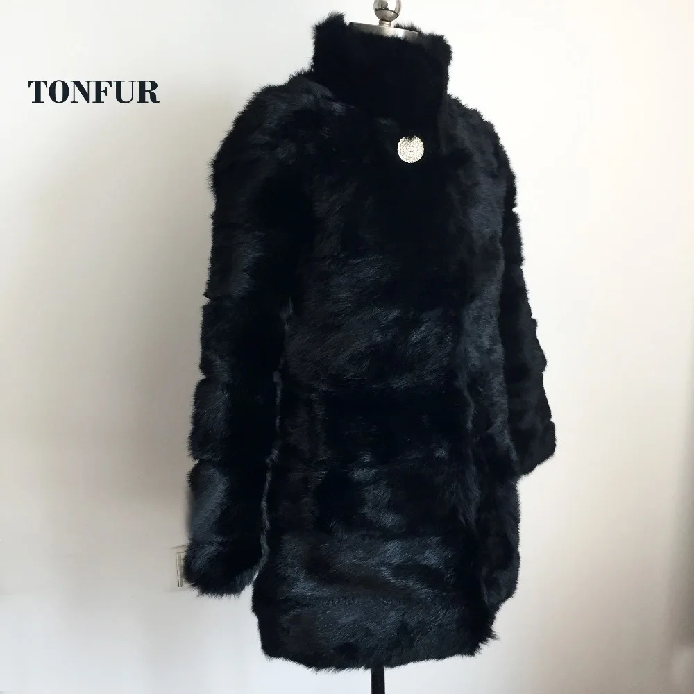 

100% Pure Real Rabbit Fur Coat For Women Natural Full Pelt Whole Skin Rabbit Fur Outwear Female Standard Collar Jacket WSR60
