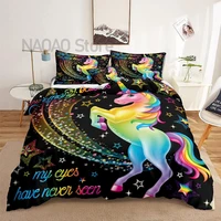 rainbow unicorn bedding set duvet cover set magical unicorn pattern boys girls comforter cover bed cover 135 with pillowcases