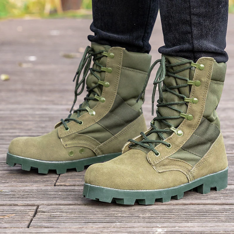 

37-48 Military Training Combat Outdoor Hiking Climbing Army Green High Top Tactical Desert Boots Work Security Shoes