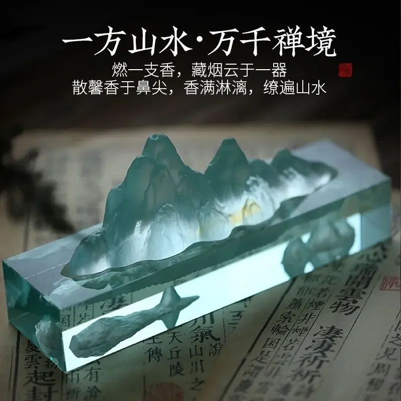 Стеклянное пейзажное украшение проволочная наклейка курильница лежачая дымовая