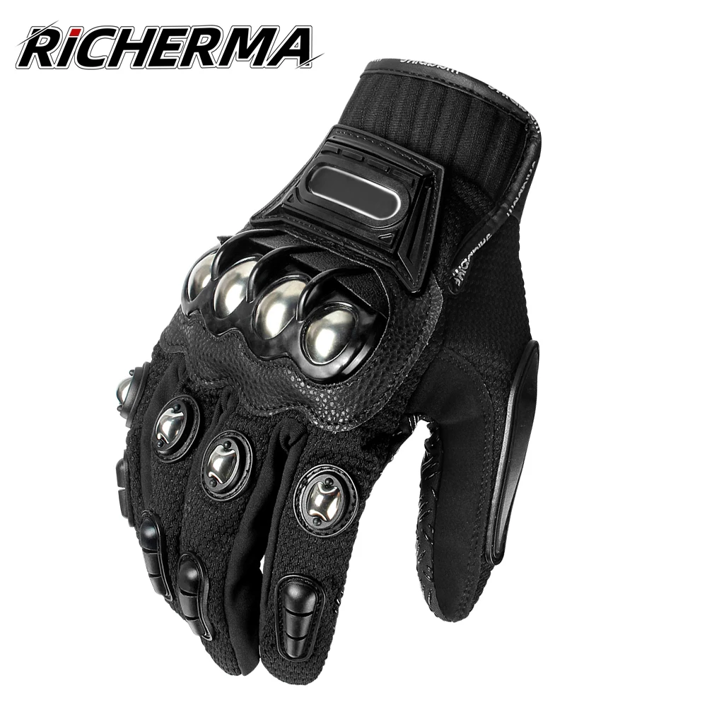 Alloy Steel Knuckle Motorcycle Gloves Full Finger Motocross Gloves Racing Tactical Paintball Gloves Motorbike Protective Gear