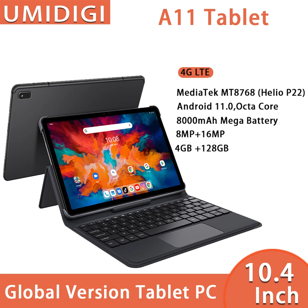 

10.4 Inch UMIDIGI A11 Tablet Android 11 4G LTE 4GB 128GB Pad PC 2K Display MTK Helio P22 Octa Core 8+16MP 8000mAh Battery Tablet