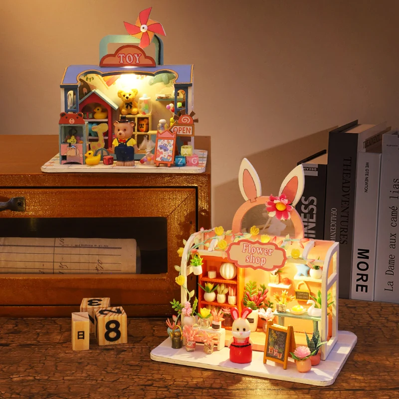 

Assemble Diy Doll House Toy Wooden Miniatura Doll Houses Miniature Dollhouse Toys With Furniture Led Lights Kids Birthday Gifts