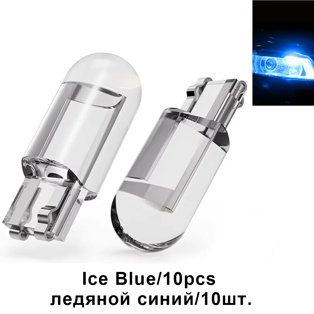 

10 шт. T10 W5W 194 168 COB для автомобиля светодиодная лампа взрыва зеленый красный 3000K 6000K янтарная лампа номерного знака авто купольные фонари Canbus 12 В 24 В