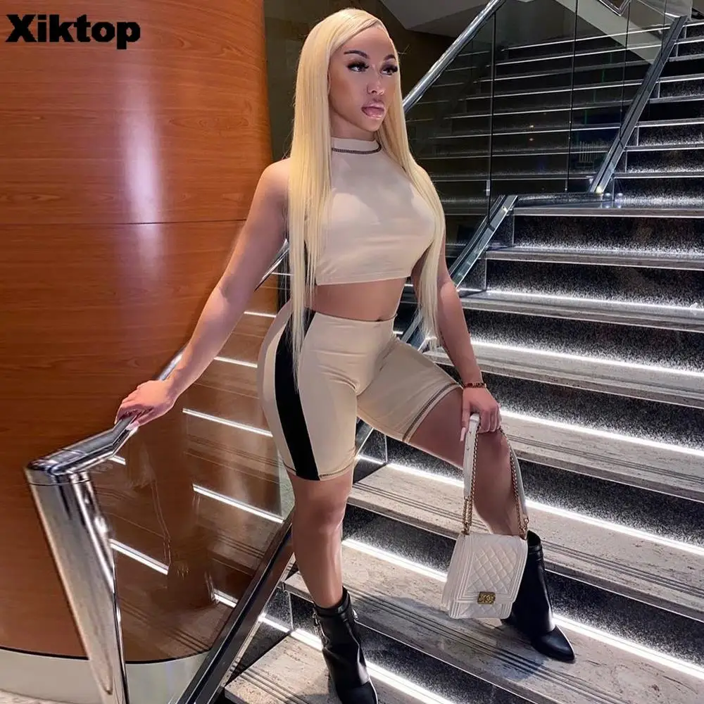 

Комплект из двух предметов Xiktop, бесплатная доставка, женские повседневные толстовки из полиэстера, уличная одежда, комбинированные женские...