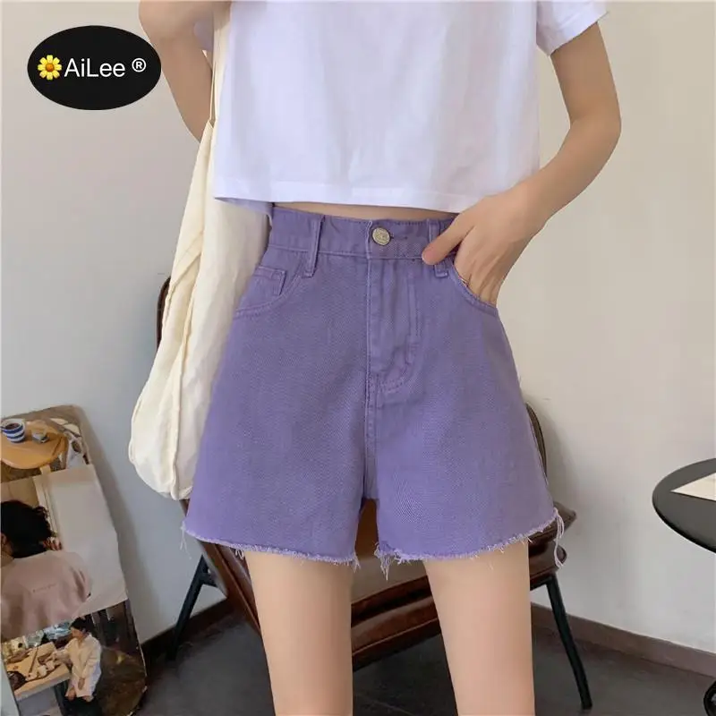 Large Size Sexy Denim Shorts Girl New High Waist Thin Wide Leg Korean Harujuku Length Students Punk Casual Vacation Jeans Women