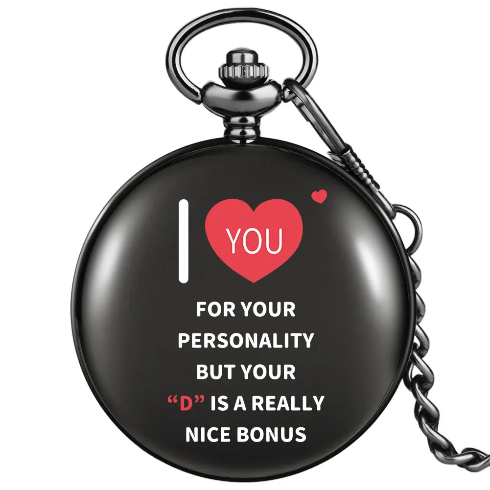 

2022 New Souvenir Gift for Husband Men's Quartz Pocket Watch Accepts Custom Text High Grade Pendant Clock with Black Thick Chain