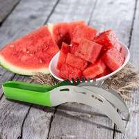 fashion colorful creative design stainless steel watermelon knife kitchen accessories salad fruit slicer cutter non slip gadgets
