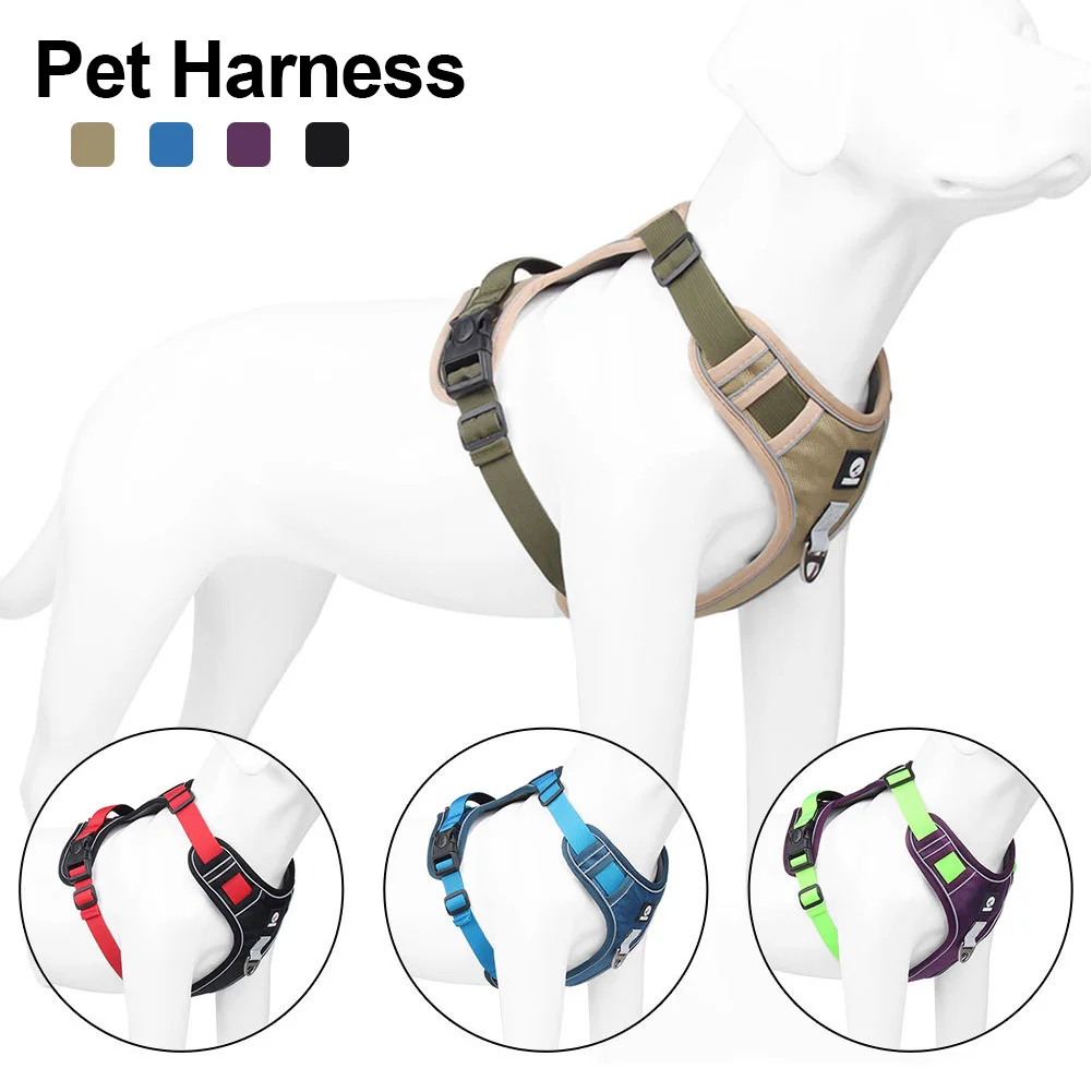 

Outdoor Safety Dog Harness Reflective Pet Harness Vest with Traction D Ring Adjustable Lead Strap for Medium Large Dogs