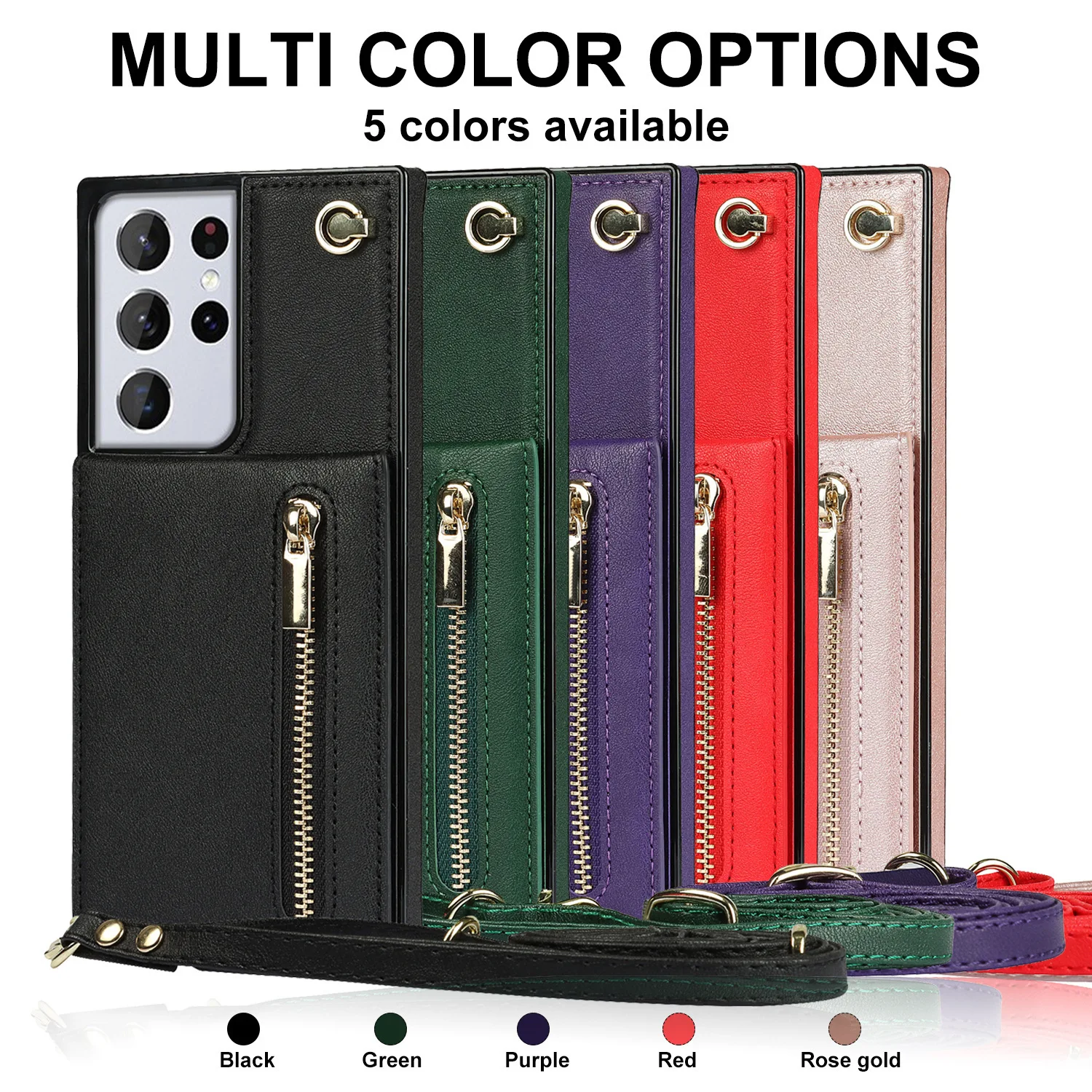 

New Crossbody Zipper Bracket Insert Card Phone Case for Note20Plus Phone Leather Case S10plus Mate40Pro