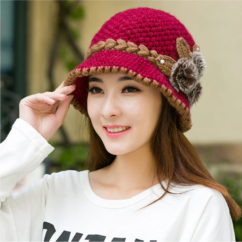 

Brand New Warm Hat Winter Women Earmuffs Wool Cap Pretty Knitted Hats Female Autumn Winter Fashion Beanies Hat Wholesale