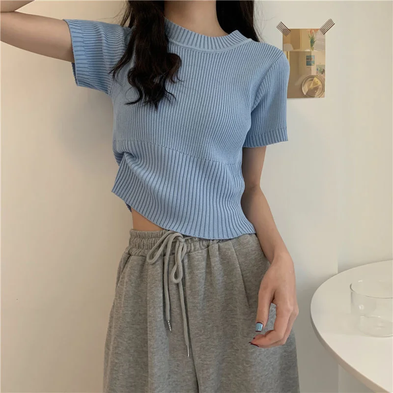 

2023 Woman TShirts Salt Wear Sweater Short Short Sleeve Summer Top for Women Crop Top Mujer Camisetas