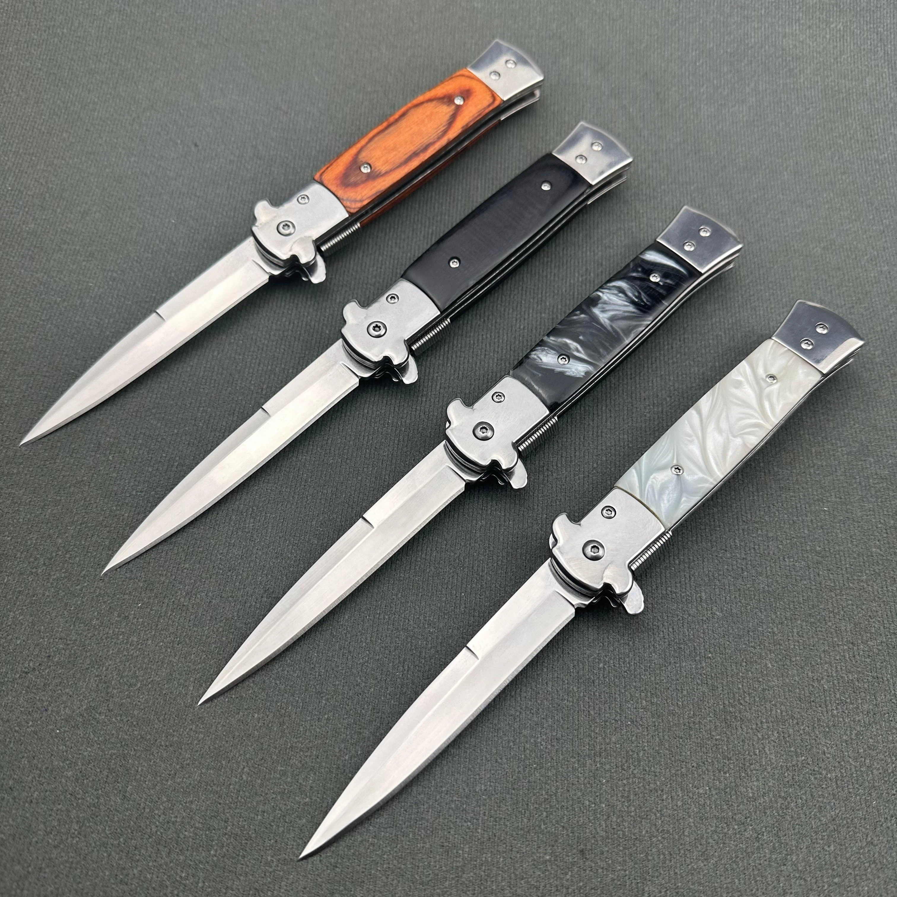 

Portable Folding Knife Resin/Wooden Handle Perfect For Self-defense Outdoor Camping Fishing High Hardness Sharp EDC Knife
