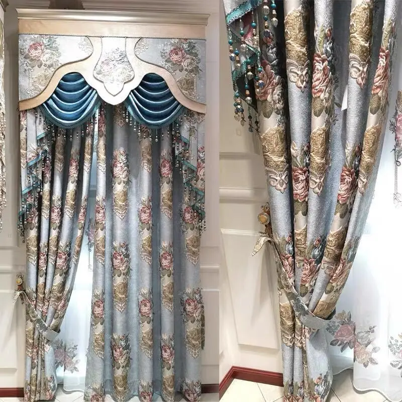 

Thickened European Curtains for Living Dining Bedroom High Precision Jacquard Blackout Curtain Fabric Kitchen Shower Door ZKX