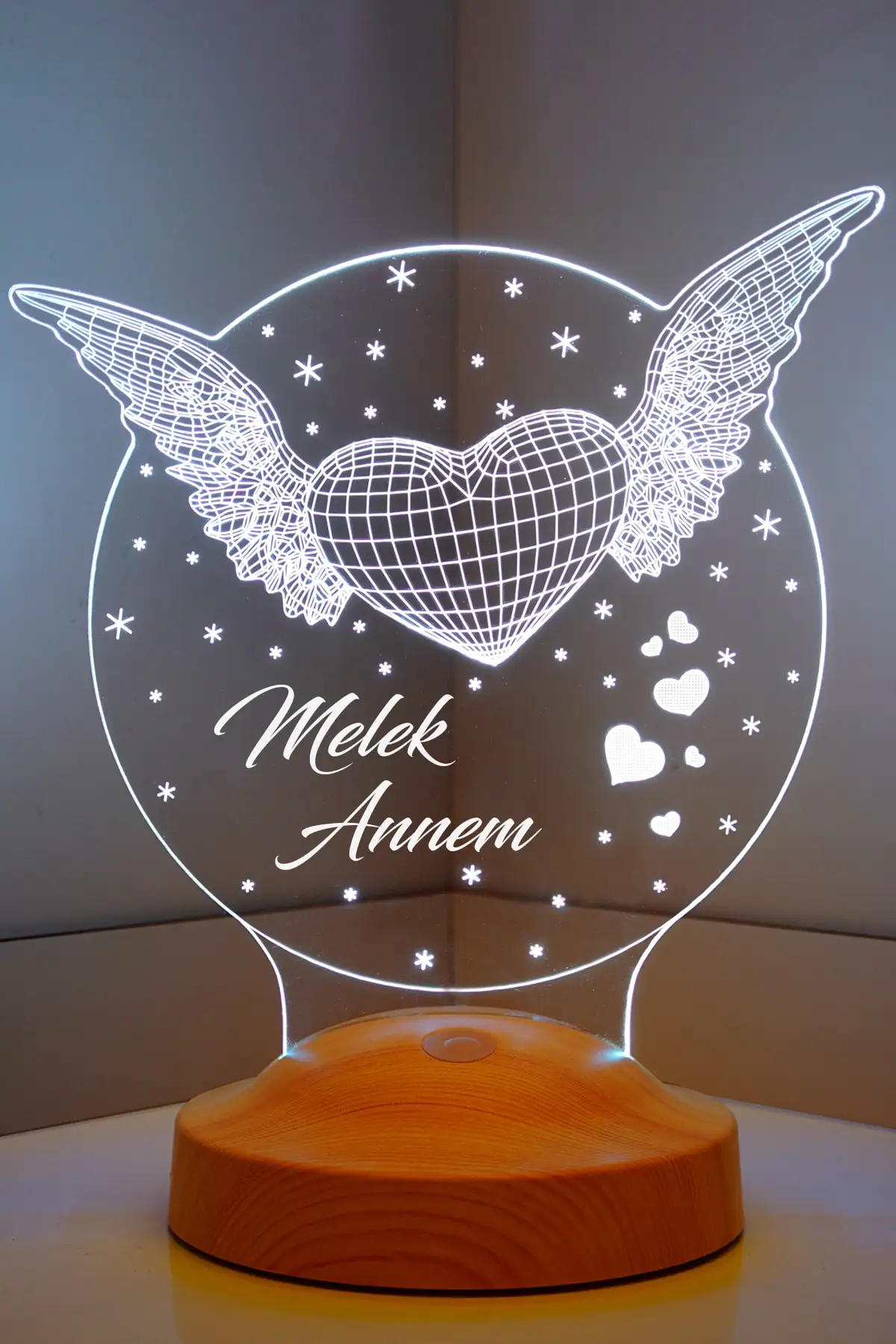 

Подарок маме ангела Крылатые сердца 3d Светодиодная лампа