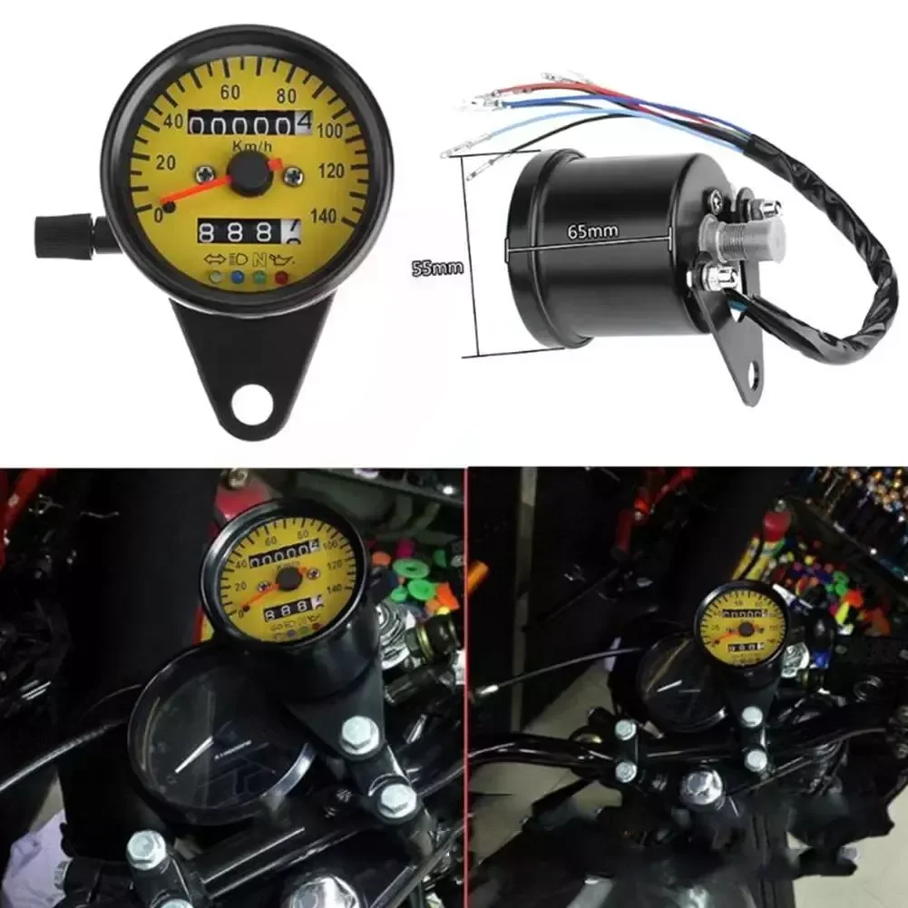 

NEW2023 Backlight 12 V Motorcycle Dual Odometer Speedometer Gauge Instruments Kit for Racer Motorcycle Accessories