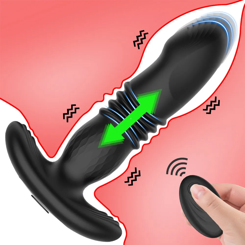 

3 Speeds Anal Vibrator Automatic Telescopic Male Prostate Massager Wireless Remote Control Thrusting Butt Plug Sex Toys For Men