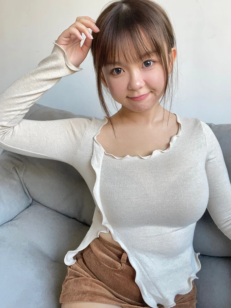 

Summer WOMENGAGA TShirt Autumn New Ruffles Slim Long Sleeve Tees Tops Hot Skinyy Sexy Korean Women 2022 Sweet Cute 1NLD