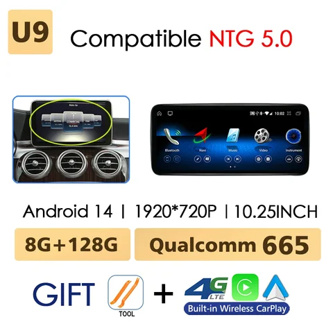 Android Auto Wireless CarPlay для Mercedes Benz C Class W205 GLC X253 V W446 Автомобильная мультимедийная навигация GPS DSP Qualcomm 680