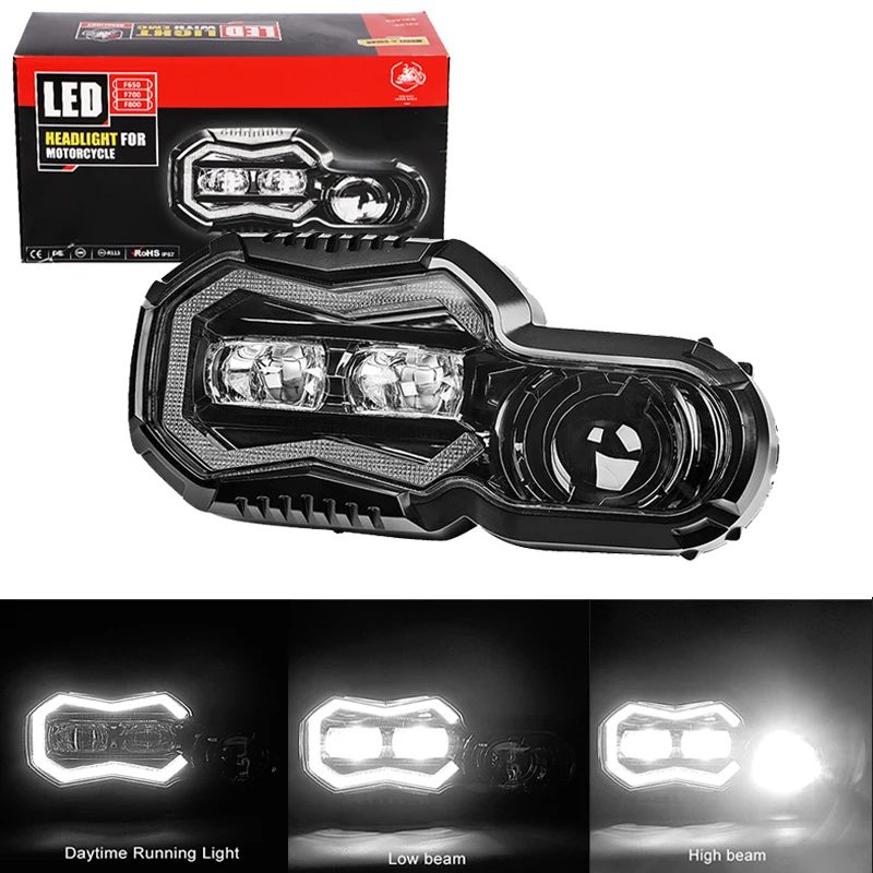 

E24 LED Projector Headlight Headlamp Angle eye Daytime running light For BMW F700GS F700 F800GS Adv F800 GSA headlight 2013-2018