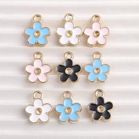 10pcs 10x12mm alloy small enamel flower charms for making diy pendants necklaces earrings handmade bracelets jewelry findings