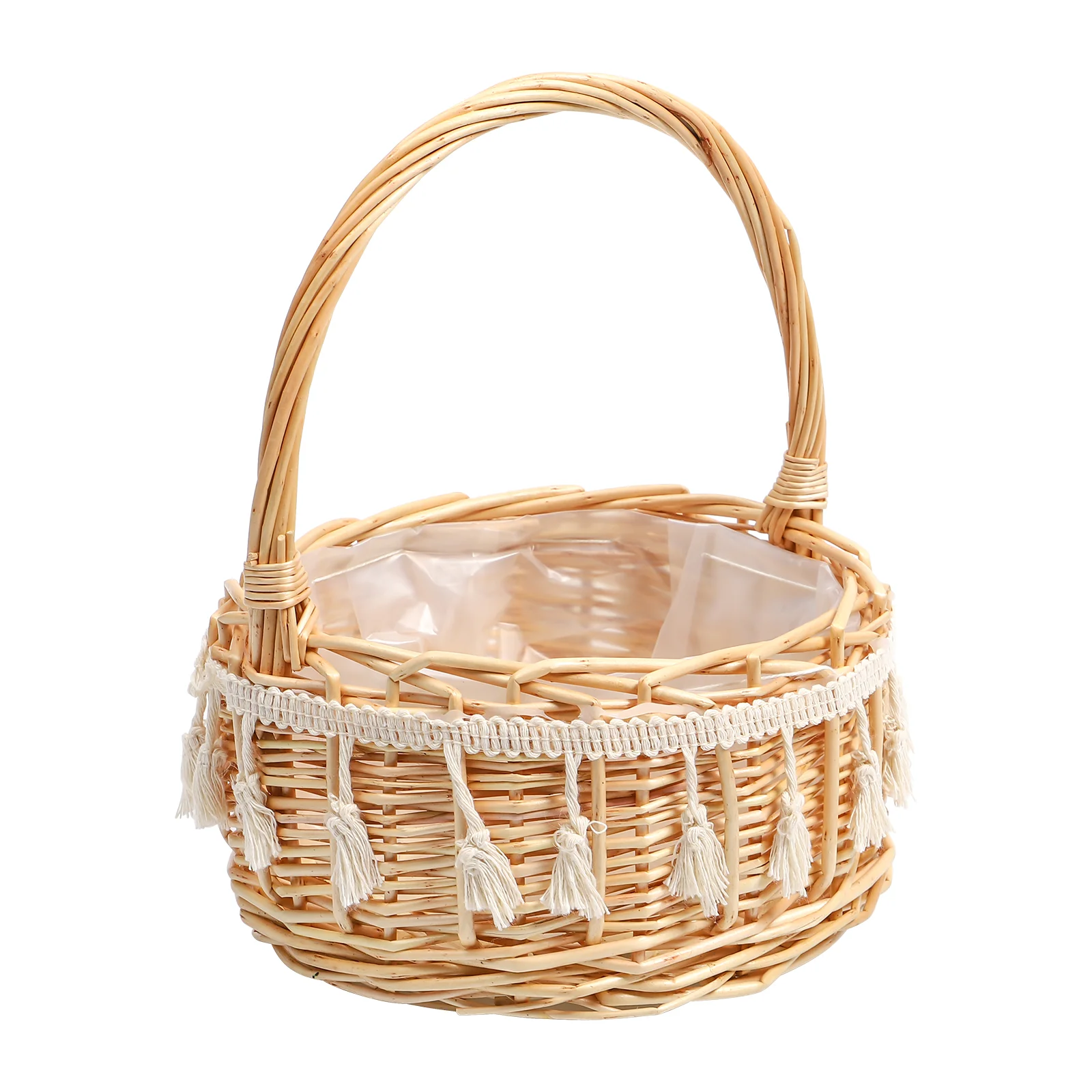 

Women's Gift Flower Girl Baskets Weddings Decorative Wicker Lid Bride Handle Portable Willow Flowers