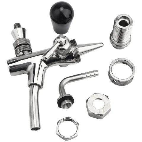 Регулируемый кран для пива из нержавеющей стали, итальянские краны для пива с коротким хвостовиком и диспенсером для контроля потока для домашнего пивоварения Kegerator Bar