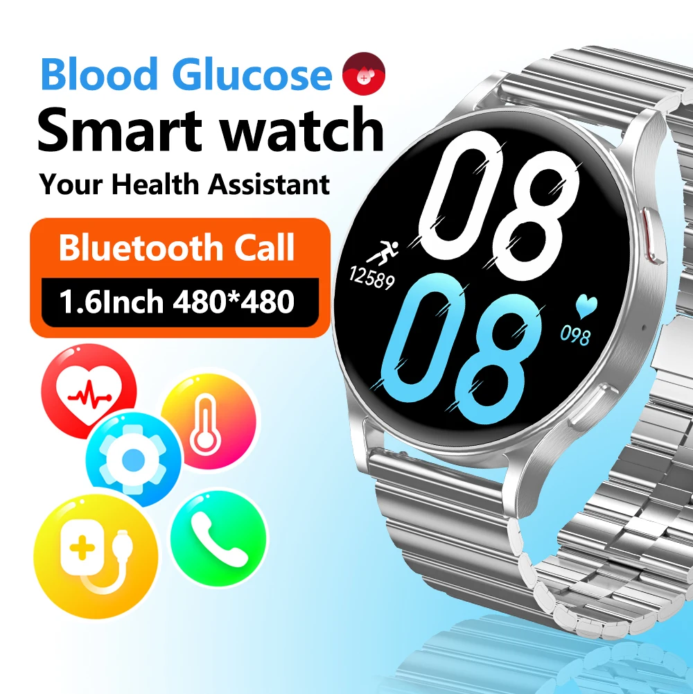 

ZZYSMART Blood Glucose Sugar Smart Watch Bluetooth Call Music 1.6 Inch 480*480 2023 New Men Woman Smartwatch Waterproof Sport