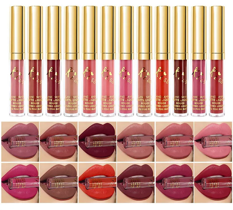 

12 Colors/set Sexy Women Lipstick Waterproof Long Lasting Moist Lip Gloss Vivid Colorful Lipgloss Women Lip Makeup Maquiagem