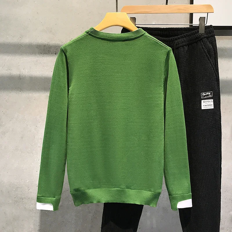 Двухсекционный иллюзорный свитер мужской весенне-осенний новый модный вязаный