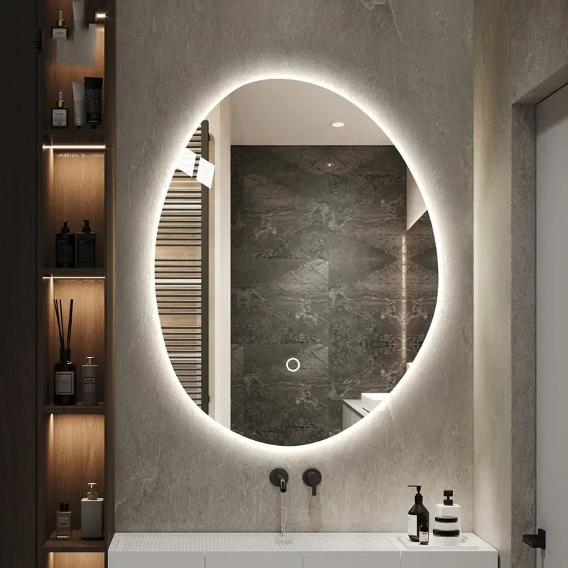 

Backlight Bath Mirrors Shaving Asymmetrical Big Led Large Full Bath Mirrors Smart Mounted Espejos Con Luces Room Decor XY50BM