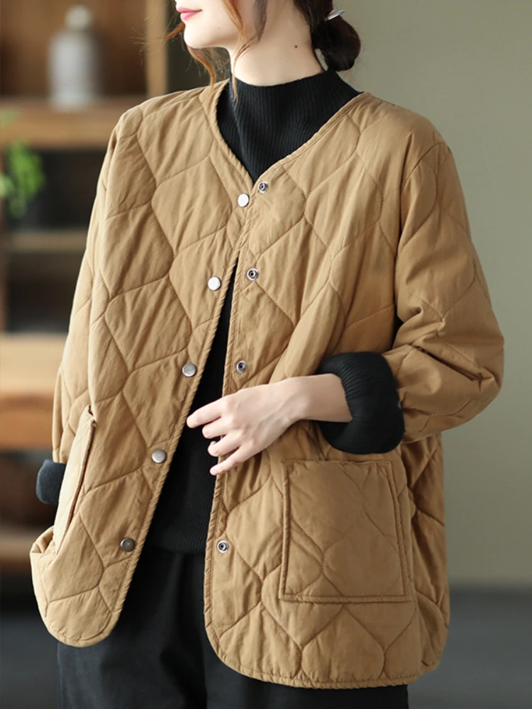 

Autumn Winter 2022 Cotton Clip Short Windbreaker Coat Women's Single Breasted Thin Cotton Coat Women's Warm Cotton Jacket Women