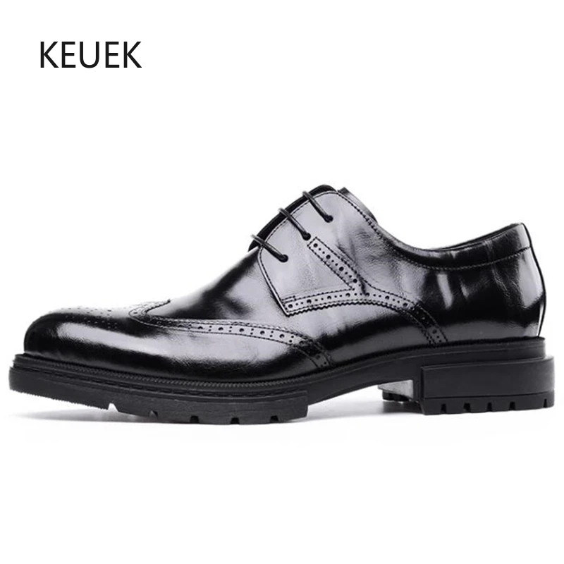 

New Design Brogue Shoes Men Fashion Derby Genuine Leather Business Dress Shoes Male Design Work Casual Wedding Moccasins 5A