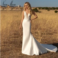 pastrol mermaid wedding dress 2022 for women deep v neck bride dress spaghetti straps backless sexy bridal gown vestido de novia