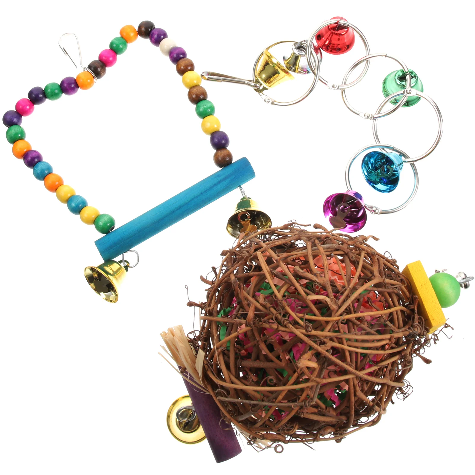 

3 Pcs Parrot Cage Accessories Pet Toys Bird Cages Conures Hanging Chewing Wooden Cockatiel Stands Parrots