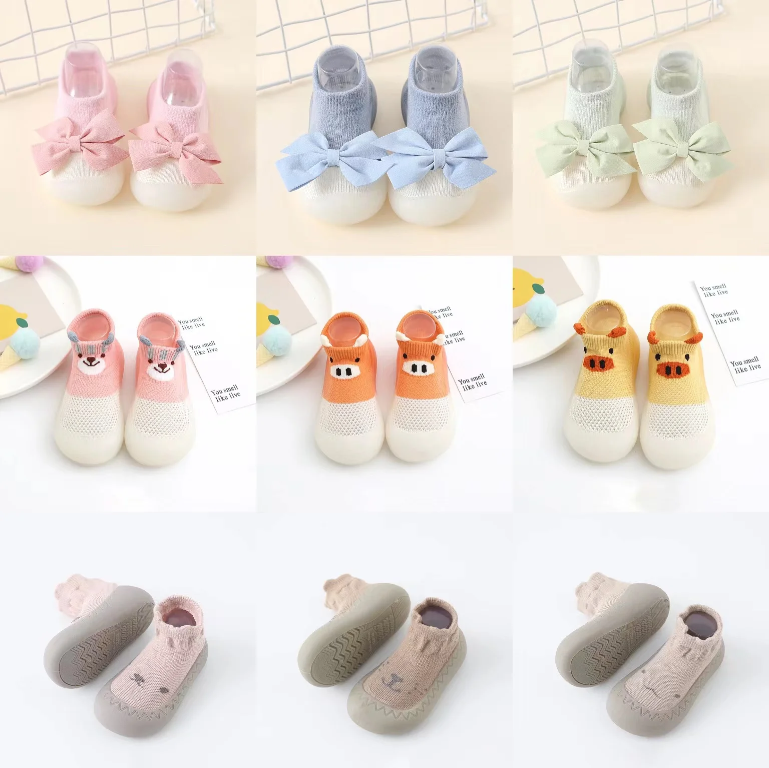 Cute Cartoon Baby Socks Shoes Infant Kids Boy Shoes Soft Rubber Sole Child Floor Sneaker BeBe Booties Toddler Girls First Walker